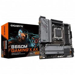 GIGABYTE B650M GAMING X AX, Socket AM5, 9Phases, AMD B650, Dual 4xDDR5-6400, APU AMD graphics, 1xHDMI, 2xDP, 1xPCIe4.0 X16, 4xSATA3, RAID, 2xM.2 PCIe 4.0, 1xPCIe X1, Realtek 7.1 Audio, 1x2.5GbE LAN, WiFi6E/BT, 2xUSB-C 3.2Gen2, 1xUSB 3.2 Gen2, 4xUSB3.2, RG